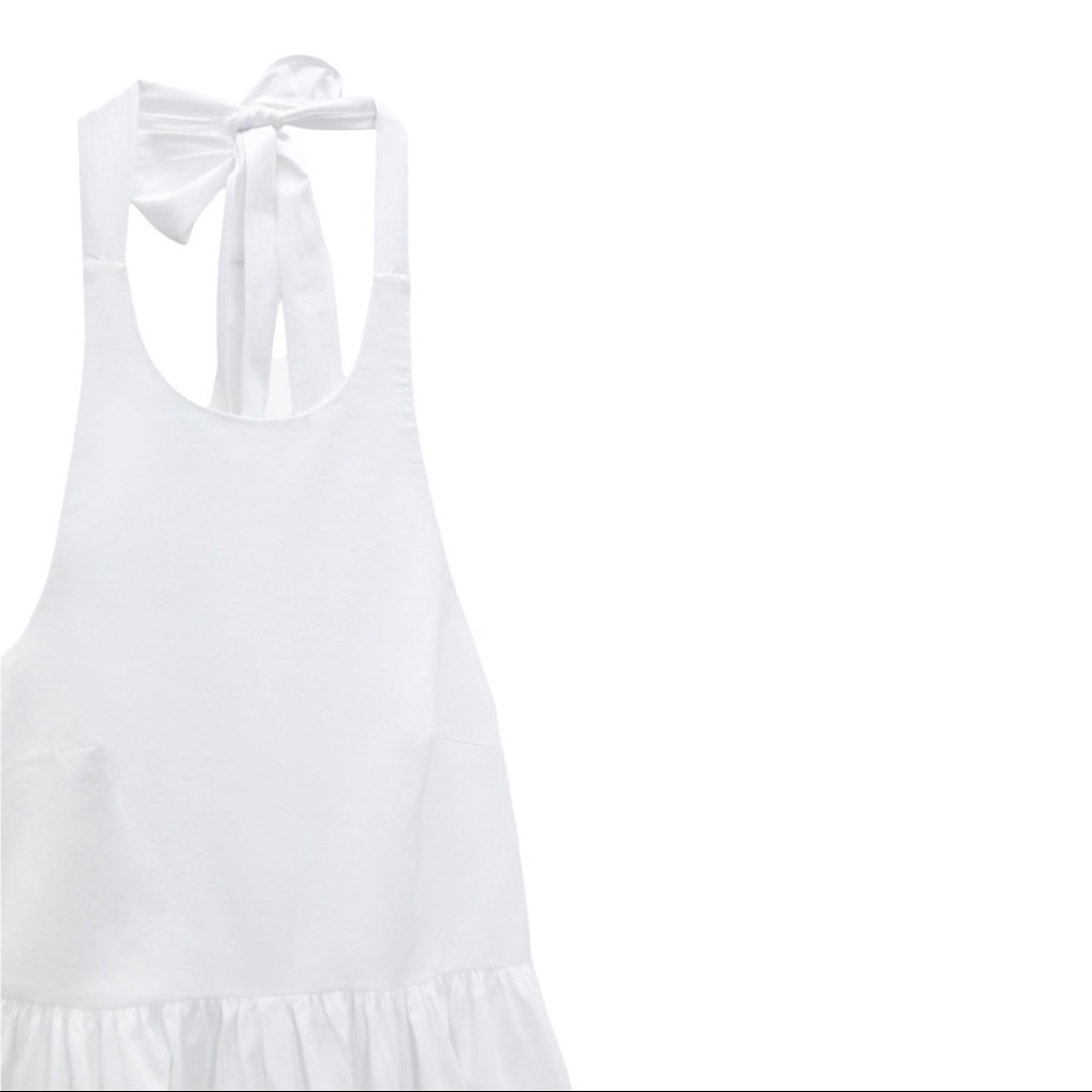 Zara Poplin Tie Halter Neck Midi Dress White Wedding Capsule Closet XL NWT - Picture 10 of 16